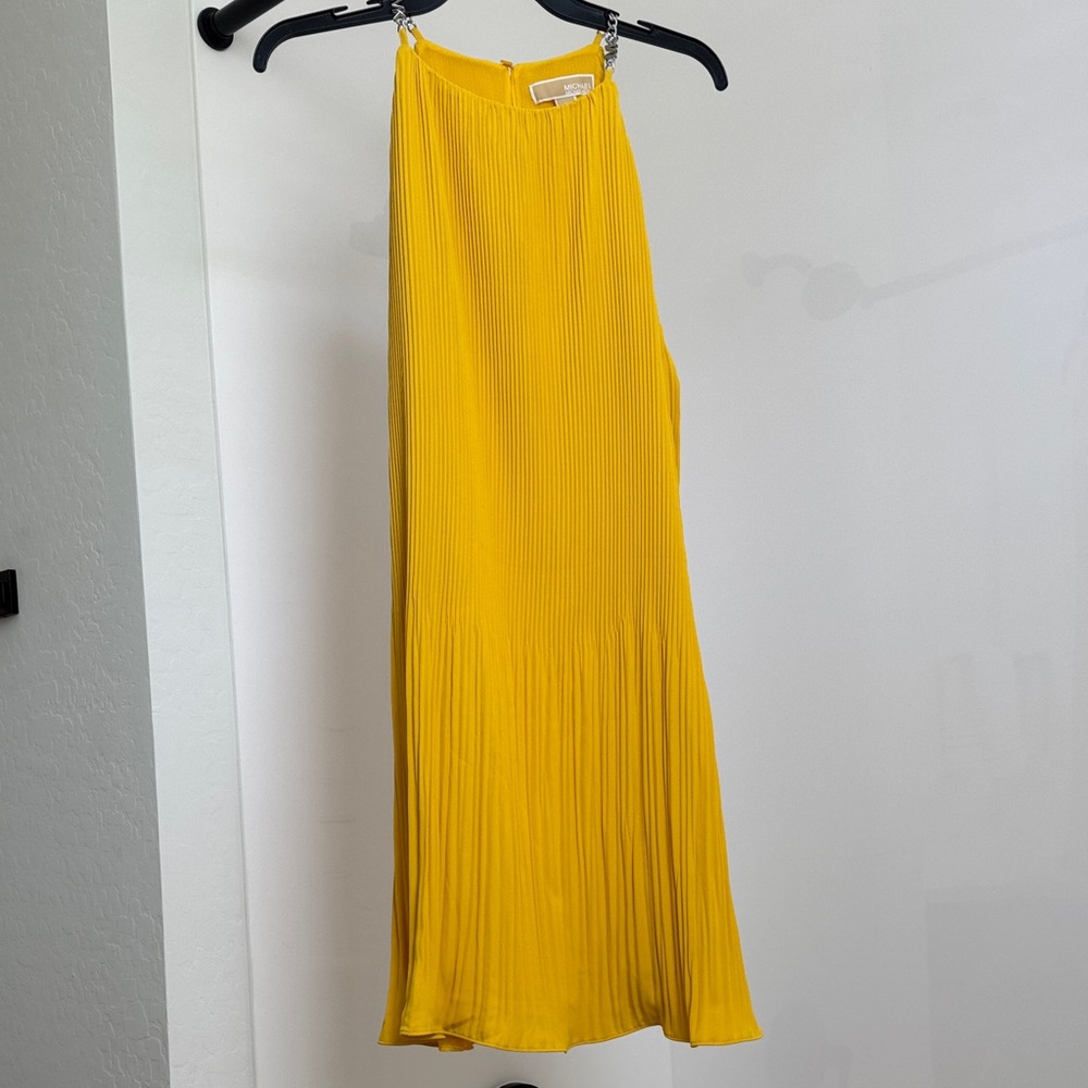 MICHAEL Michael Kors Sunlit Yellow Pleated Dress